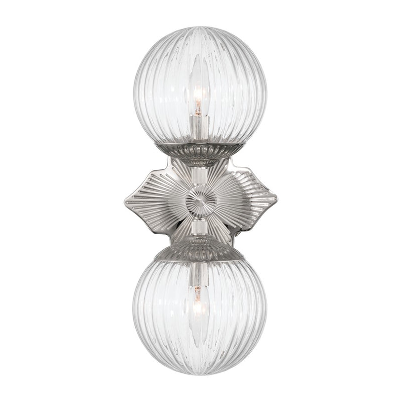 Crystorama Orly 2 Light 7.5" Sconce, Polished Nickel/Clear