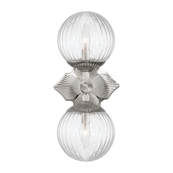Crystorama Orly 2 Light 7.5" Sconce, Polished Nickel/Clear