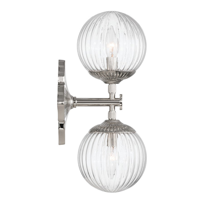 Crystorama Orly 2 Light 7.5" Sconce, Polished Nickel/Clear