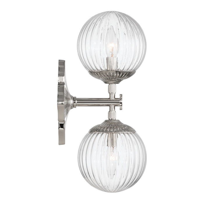 Crystorama Orly 2 Light 7.5" Sconce, Polished Nickel/Clear