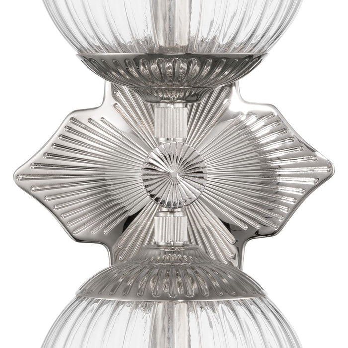 Crystorama Orly 2 Light 7.5" Sconce, Polished Nickel/Clear