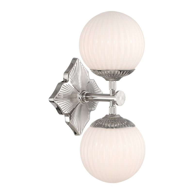 Crystorama Orly 2 Light 7.5" Sconce, Polished Nickel/White