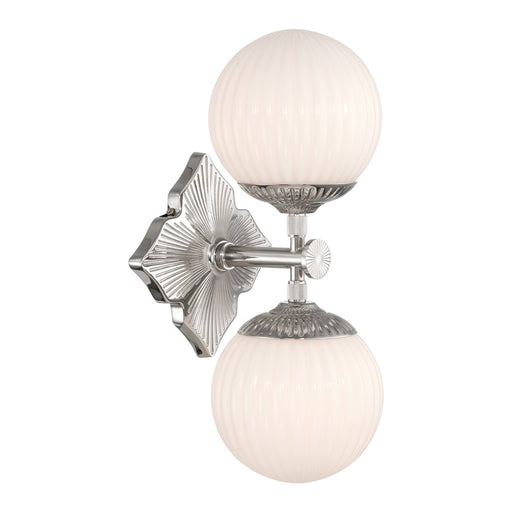 Crystorama Orly 2 Light 7.5" Sconce, Polished Nickel/White - ORY-1002-PN-WH