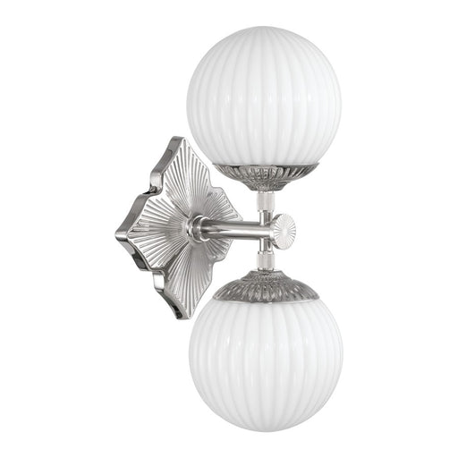 Crystorama Orly 2 Light 7.5" Sconce, Polished Nickel/White