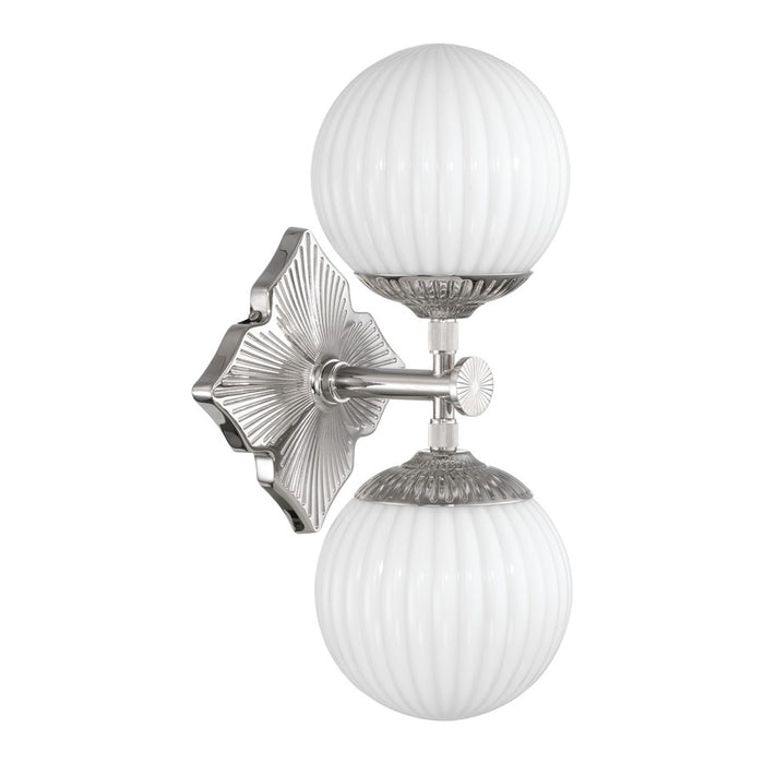Crystorama Orly 2 Light 7.5" Sconce, Polished Nickel/White