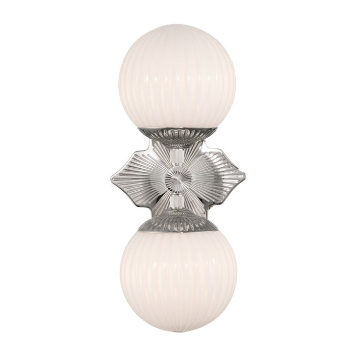 Crystorama Orly 2 Light 7.5" Sconce, Polished Nickel/White