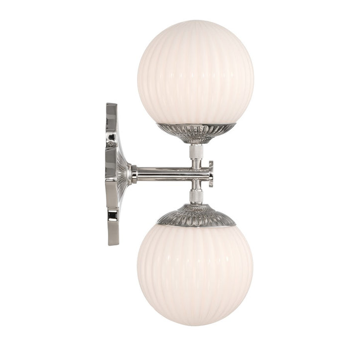 Crystorama Orly 2 Light 7.5" Sconce, Polished Nickel/White