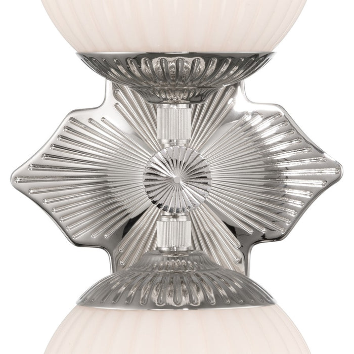 Crystorama Orly 2 Light 7.5" Sconce, Polished Nickel/White
