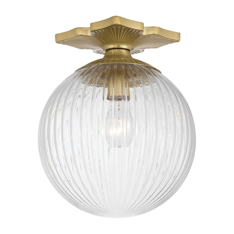 Crystorama Orly 1 Light 10" Semi Flush Mount, Aged Brass/Clear