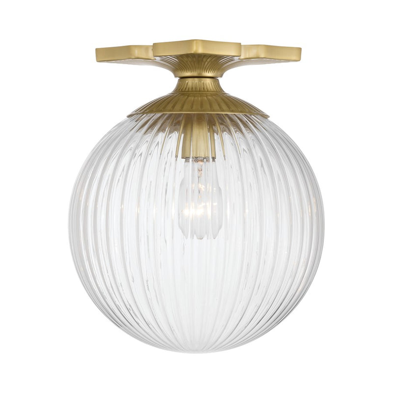 Crystorama Orly 1 Light 10" Semi Flush Mount, Aged Brass/Clear