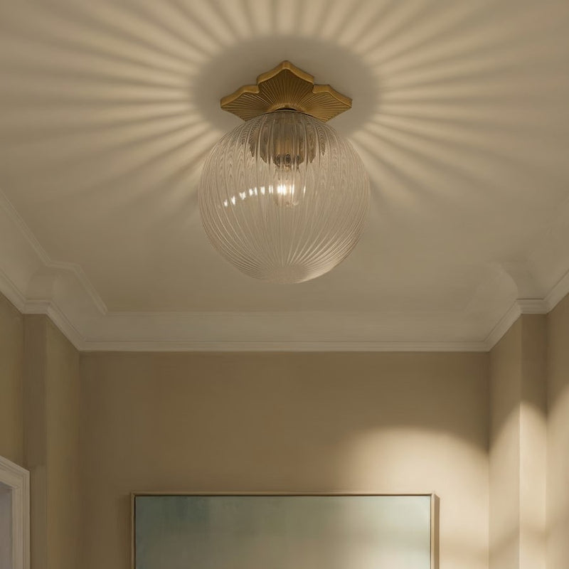 Crystorama Orly 1 Light 10" Semi Flush Mount, Aged Brass/Clear