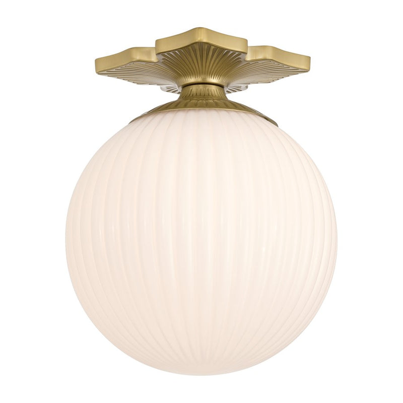 Crystorama Orly 1 Light 10" Semi Flush Mount, Aged Brass/White