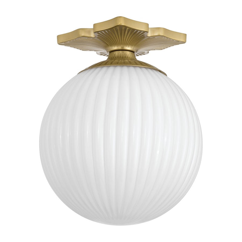 Crystorama Orly 1 Light 10" Semi Flush Mount, Aged Brass/White