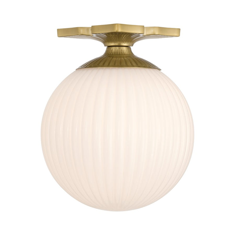Crystorama Orly 1 Light 10" Semi Flush Mount, Aged Brass/White