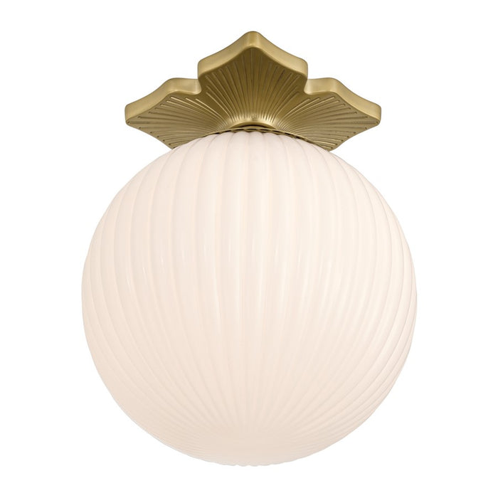 Crystorama Orly 1 Light 10" Semi Flush Mount, Aged Brass/White