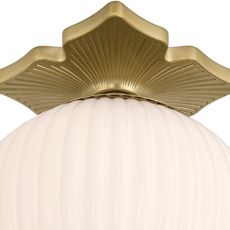 Crystorama Orly 1 Light 10" Semi Flush Mount, Aged Brass/White