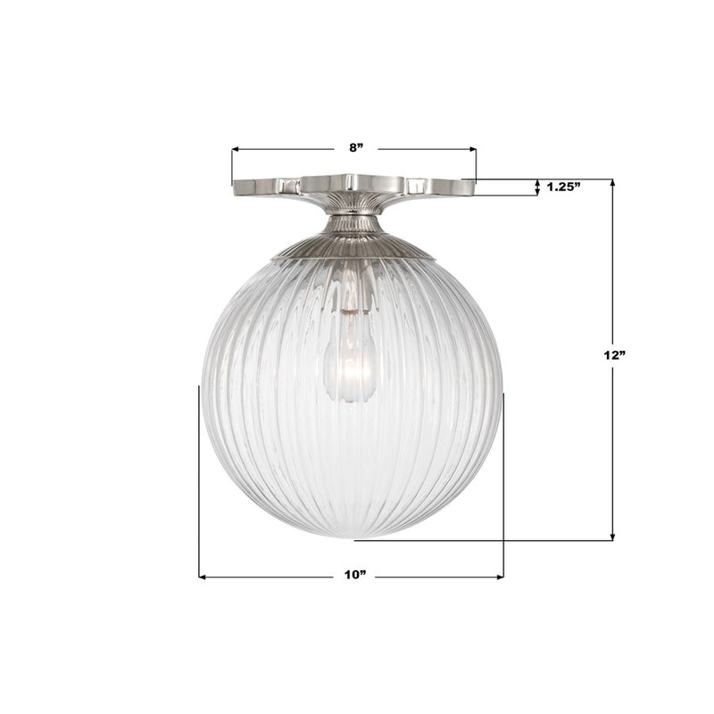 Crystorama Orly 1Lt 10" Semi Flush Mount, Polished Nickel/Clear