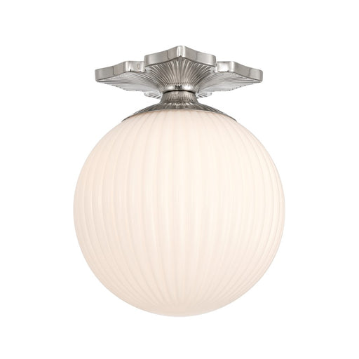 Crystorama Orly 1Lt 10" Semi Flush Mount, Polished Nickel/White - ORY-1003-PN-WH