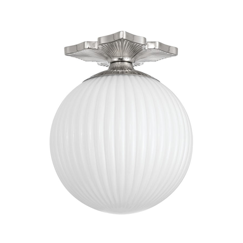 Crystorama Orly 1Lt 10" Semi Flush Mount, Polished Nickel/White