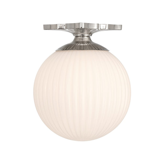 Crystorama Orly 1Lt 10" Semi Flush Mount, Polished Nickel/White