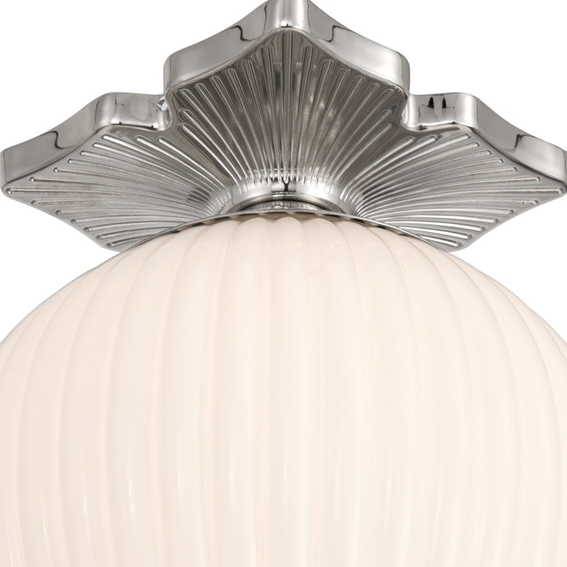 Crystorama Orly 1Lt 10" Semi Flush Mount, Polished Nickel/White