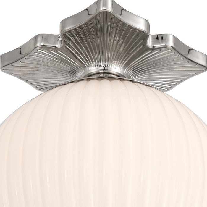 Crystorama Orly 1Lt 10" Semi Flush Mount, Polished Nickel/White