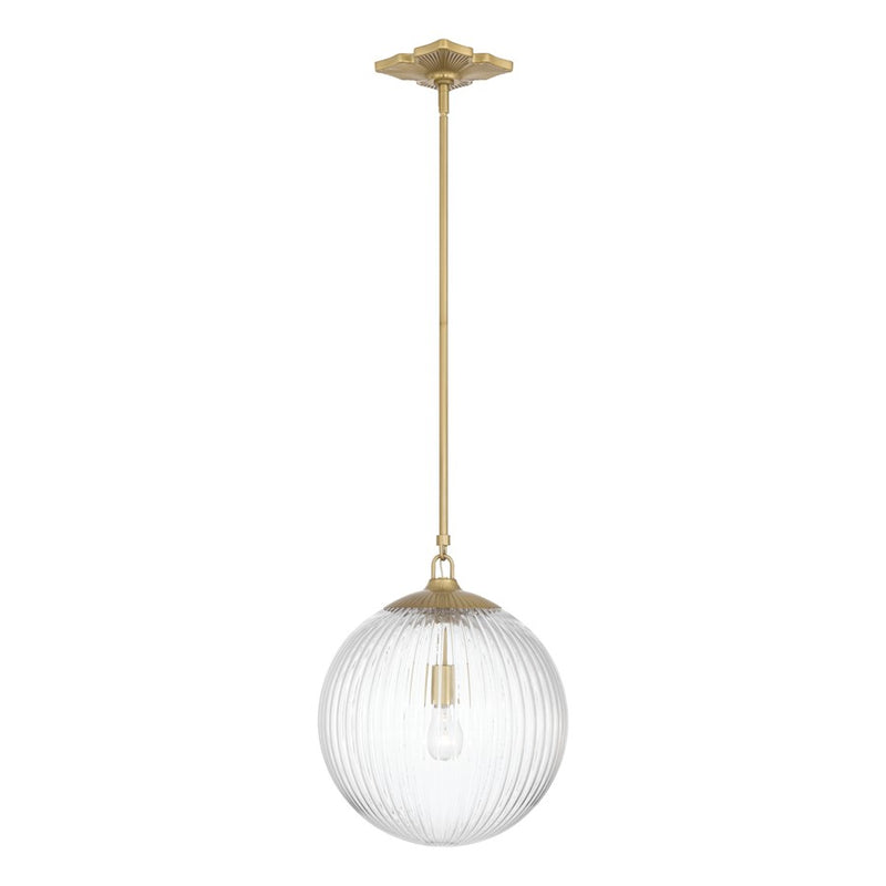 Crystorama Orly 1 Light 14" Pendant, Aged Brass/Clear