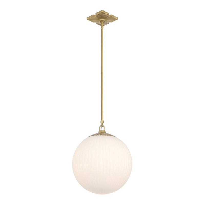 Crystorama Orly 1 Light 14" Pendant, Aged Brass/White