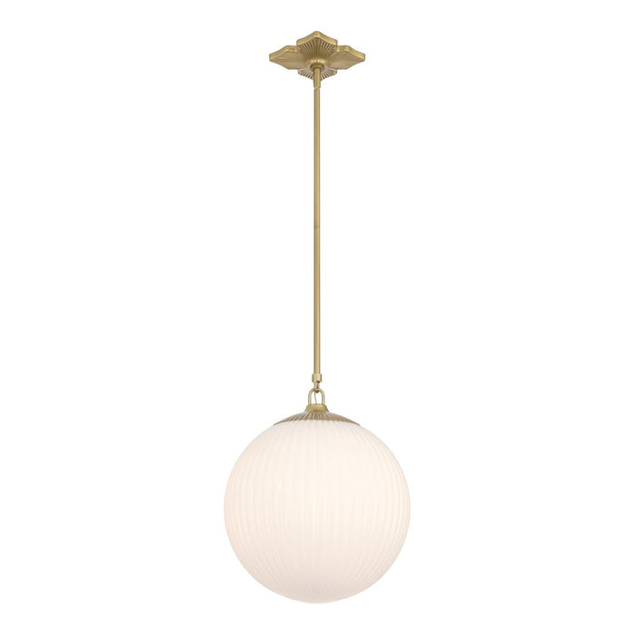 Crystorama Orly 1 Light 14" Pendant, Aged Brass/White - ORY-1007-AG-WH