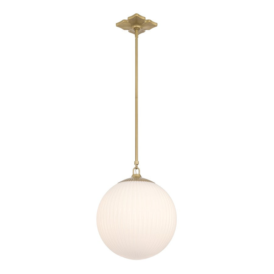 Crystorama Orly 1 Light 14" Pendant, Aged Brass/White - ORY-1007-AG-WH