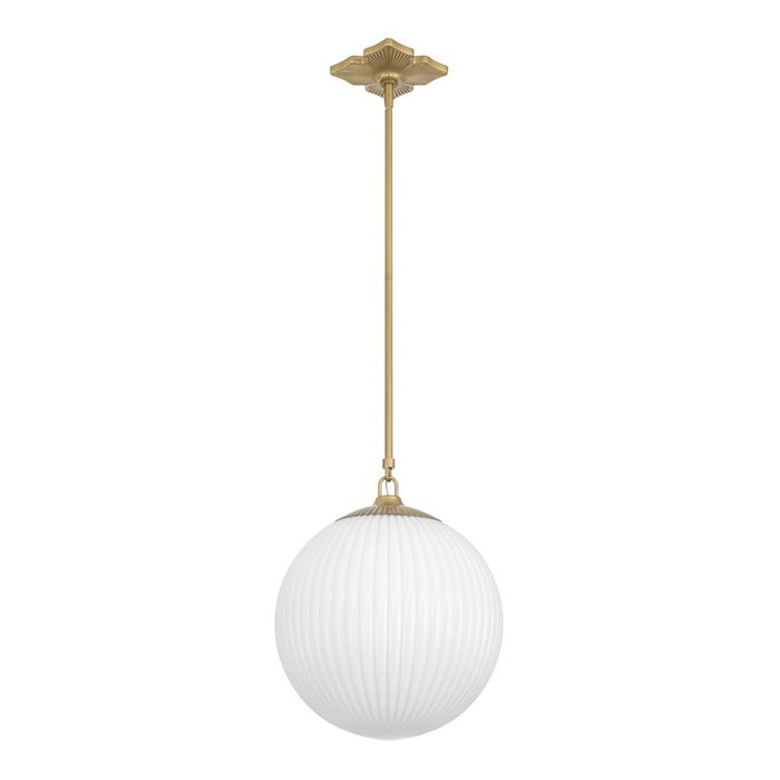 Crystorama Orly 1 Light 14" Pendant, Aged Brass/White