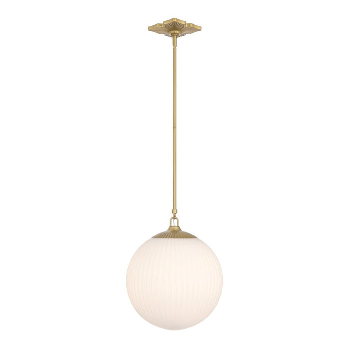 Crystorama Orly 1 Light 14" Pendant, Aged Brass/White