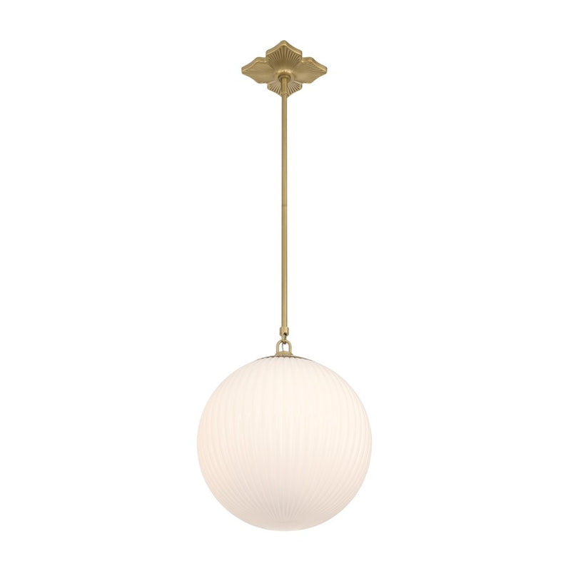 Crystorama Orly 1 Light 14" Pendant, Aged Brass/White