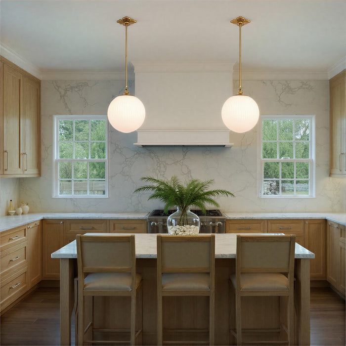 Crystorama Orly 1 Light 14" Pendant, Aged Brass/White