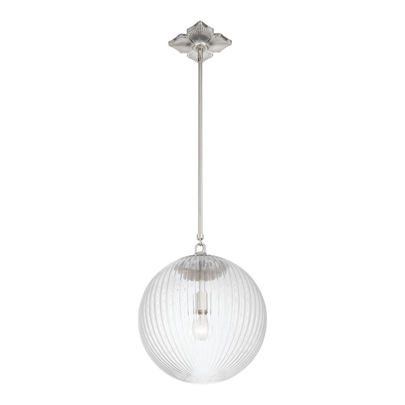 Crystorama Orly 1 Light 14" Pendant, Polished Nickel/Clear
