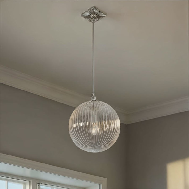 Crystorama Orly 1 Light 14" Pendant, Polished Nickel/Clear
