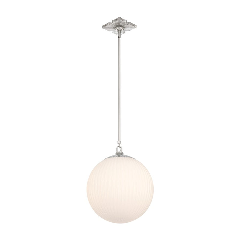 Crystorama Orly 1 Light 14" Pendant, Polished Nickel/White