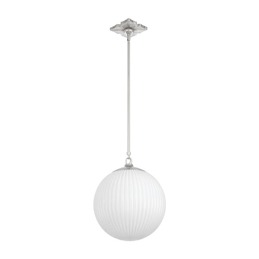 Crystorama Orly 1 Light 14" Pendant, Polished Nickel/White