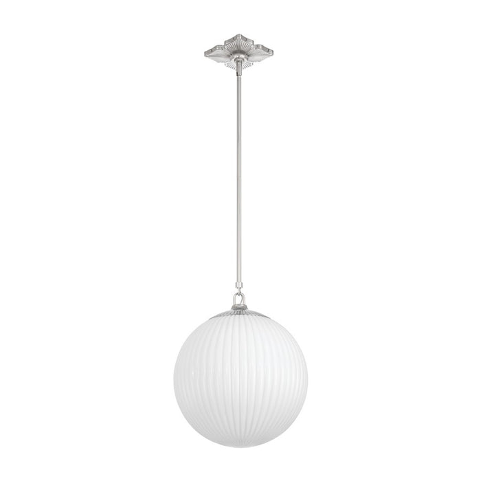 Crystorama Orly 1 Light 14" Pendant, Polished Nickel/White