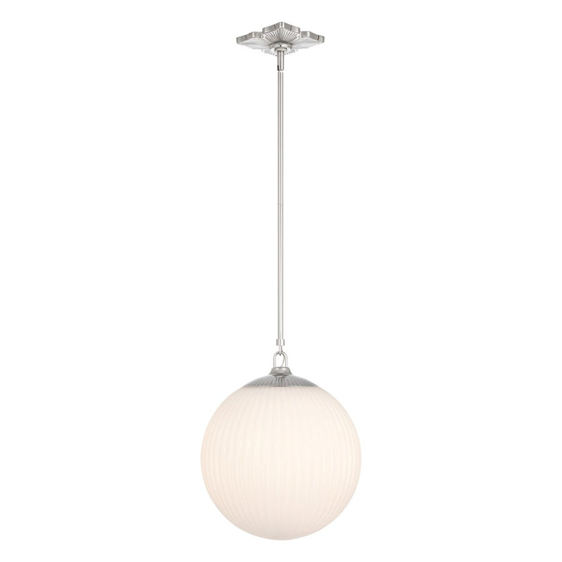 Crystorama Orly 1 Light 14" Pendant, Polished Nickel/White