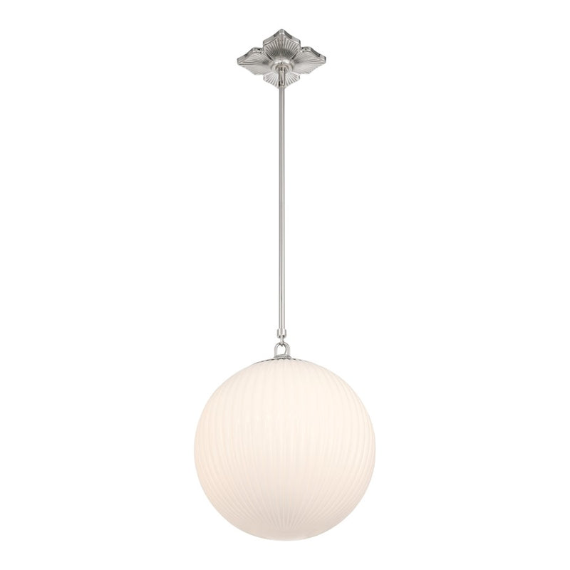 Crystorama Orly 1 Light 14" Pendant, Polished Nickel/White