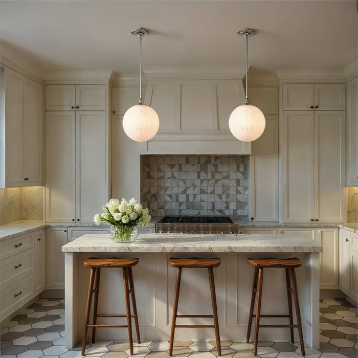 Crystorama Orly 1 Light 14" Pendant, Polished Nickel/White