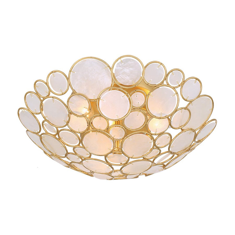 Crystorama Palla 3 Light 16" Semi Flush Mount, Antique Gold/White