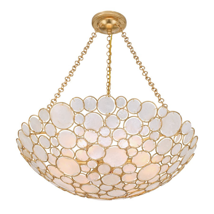 Crystorama Palla 6 Light 24.5" Chandelier, Antique Gold/White