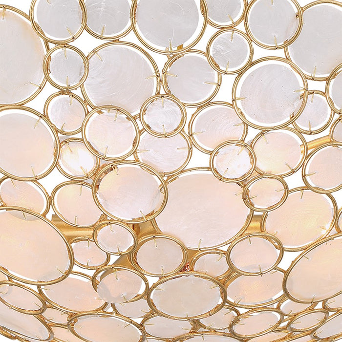 Crystorama Palla 6 Light 24.5" Chandelier, Antique Gold/White