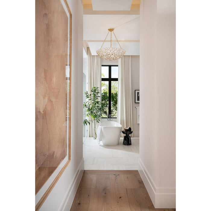 Crystorama Palla 6 Light 24.5" Chandelier, Antique Gold/White