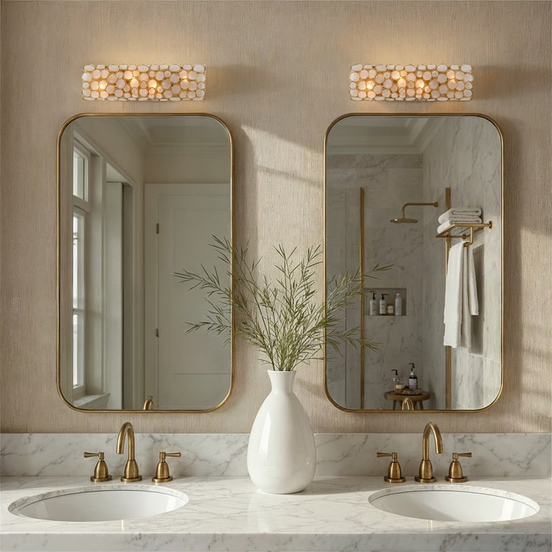 Crystorama Palla 4 Light 24" Bathroom Vanity, Antique Gold/White