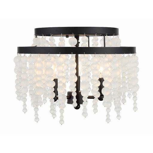 Crystorama Poppy 3 Light Semi Flush Mount, Matte Black
