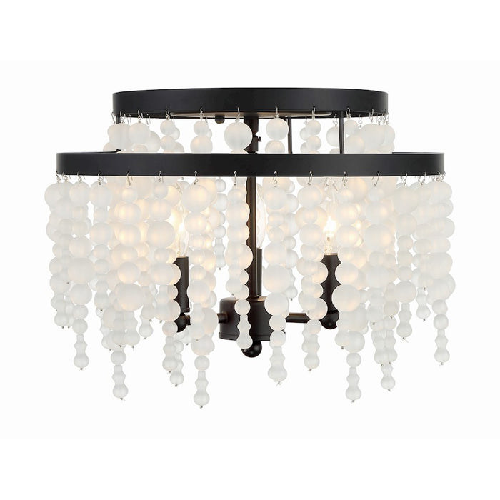 Crystorama Poppy 3 Light Semi Flush Mount, Matte Black