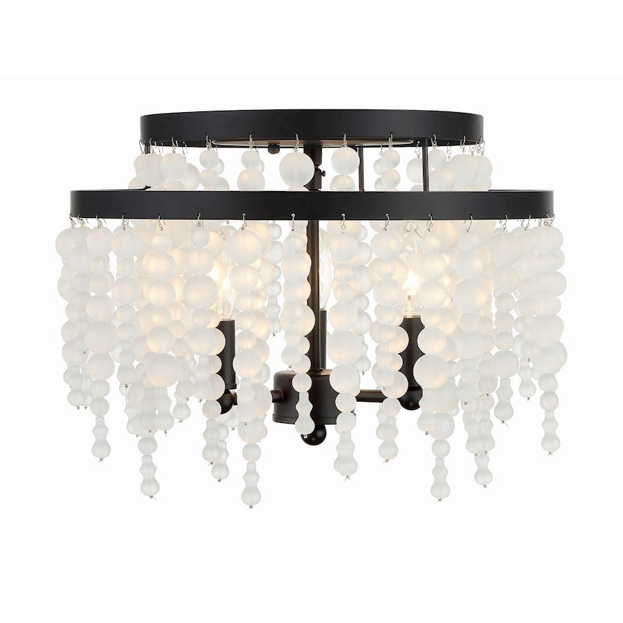 Crystorama Poppy 3 Light Semi Flush Mount, Matte Black